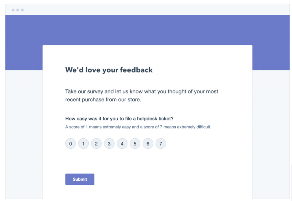 HubSpot survey screenshot