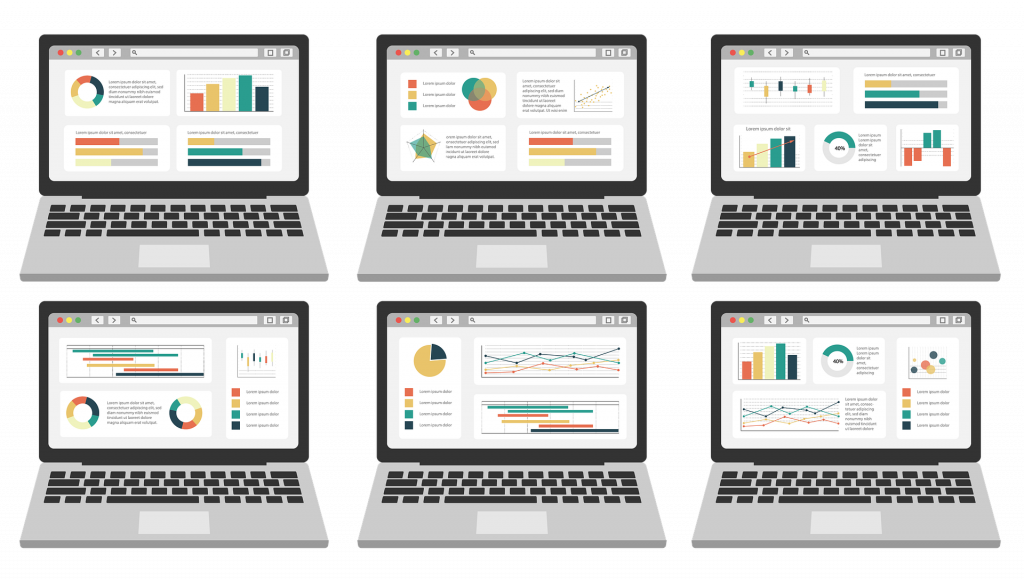data visualization on several laptops